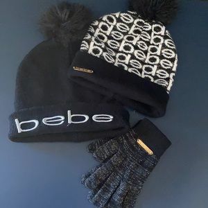 BEBE Hats and glove set